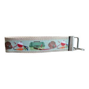 Fishing Keychain Wristlet Handmade Key FOB Tackle Box Pole Rod Bobber‎ Gift Dad